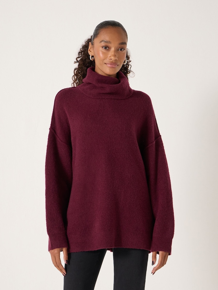 Hush Burgundy Red Meryl Roll Neck Jumper - Image 1 of 5