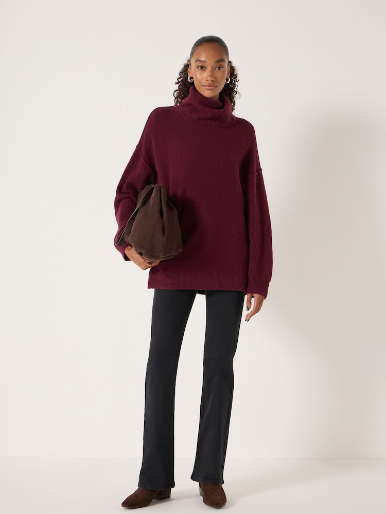 Hush Burgundy Red Meryl Roll Neck Jumper - Image 2 of 5