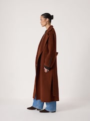 rjava - Hush Pure Wool Double Faced Belted Coat - Slika 2 iz 6