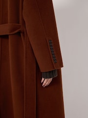 rjava - Hush Pure Wool Double Faced Belted Coat - Slika 4 iz 6