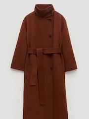 rjava - Hush Pure Wool Double Faced Belted Coat - Slika 6 iz 6