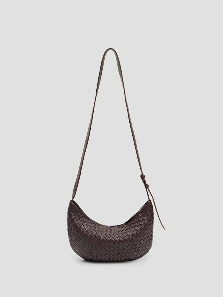 Hush Red Leather Weave Cross-Body Bag - Image 1 of 3