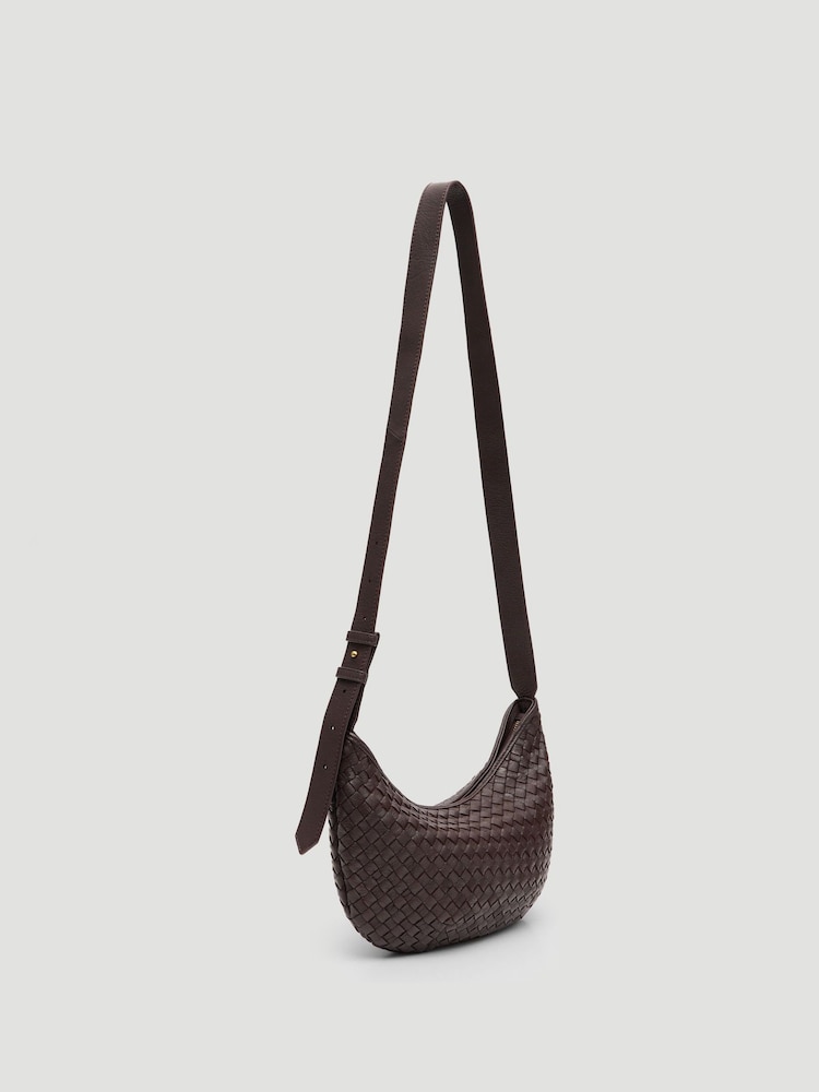 Hush Red Leather Weave Cross-Body Bag - Image 2 of 3