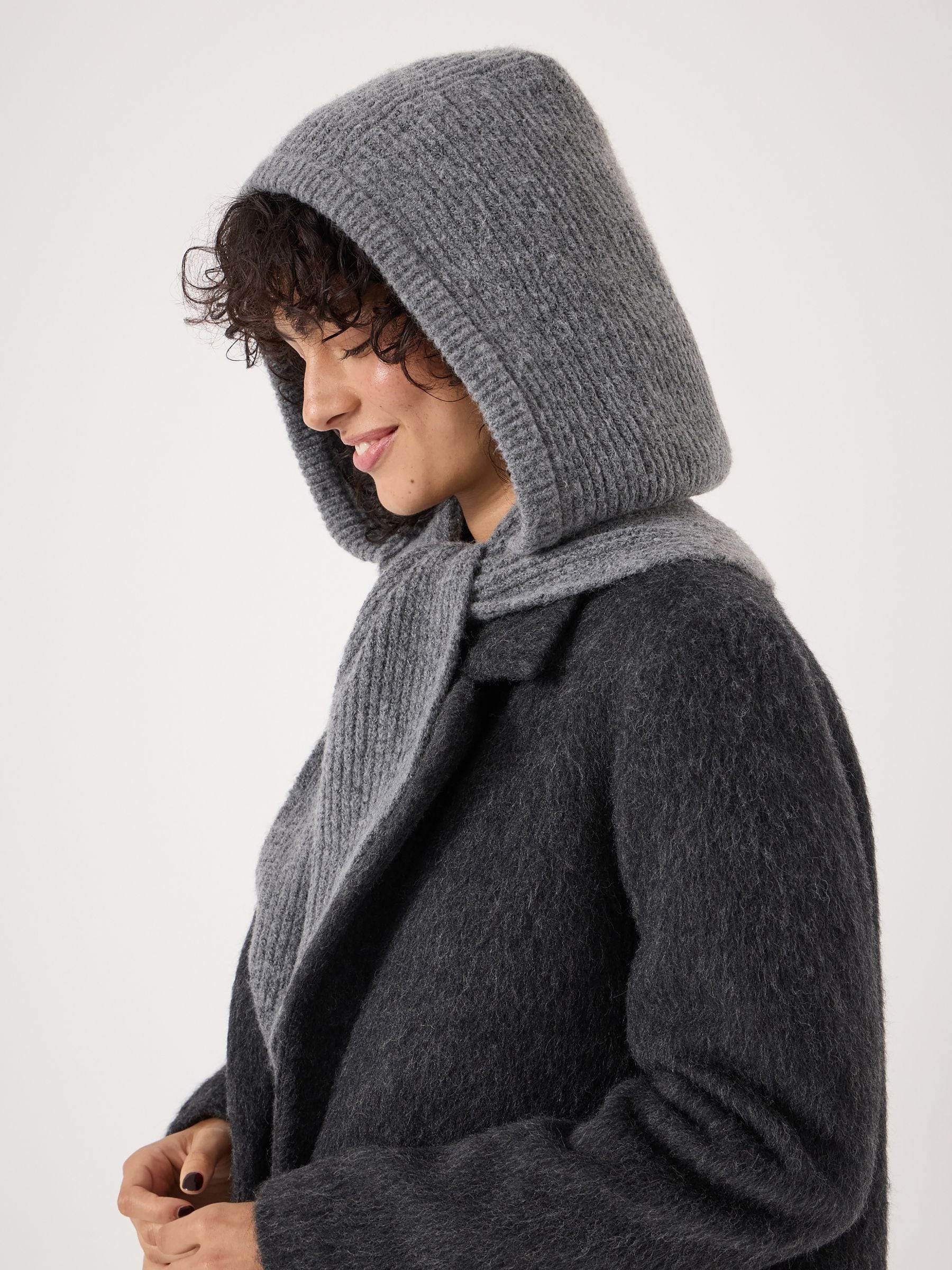 Buy Hush Grey Knitted Hooded Scarf from Next Australia