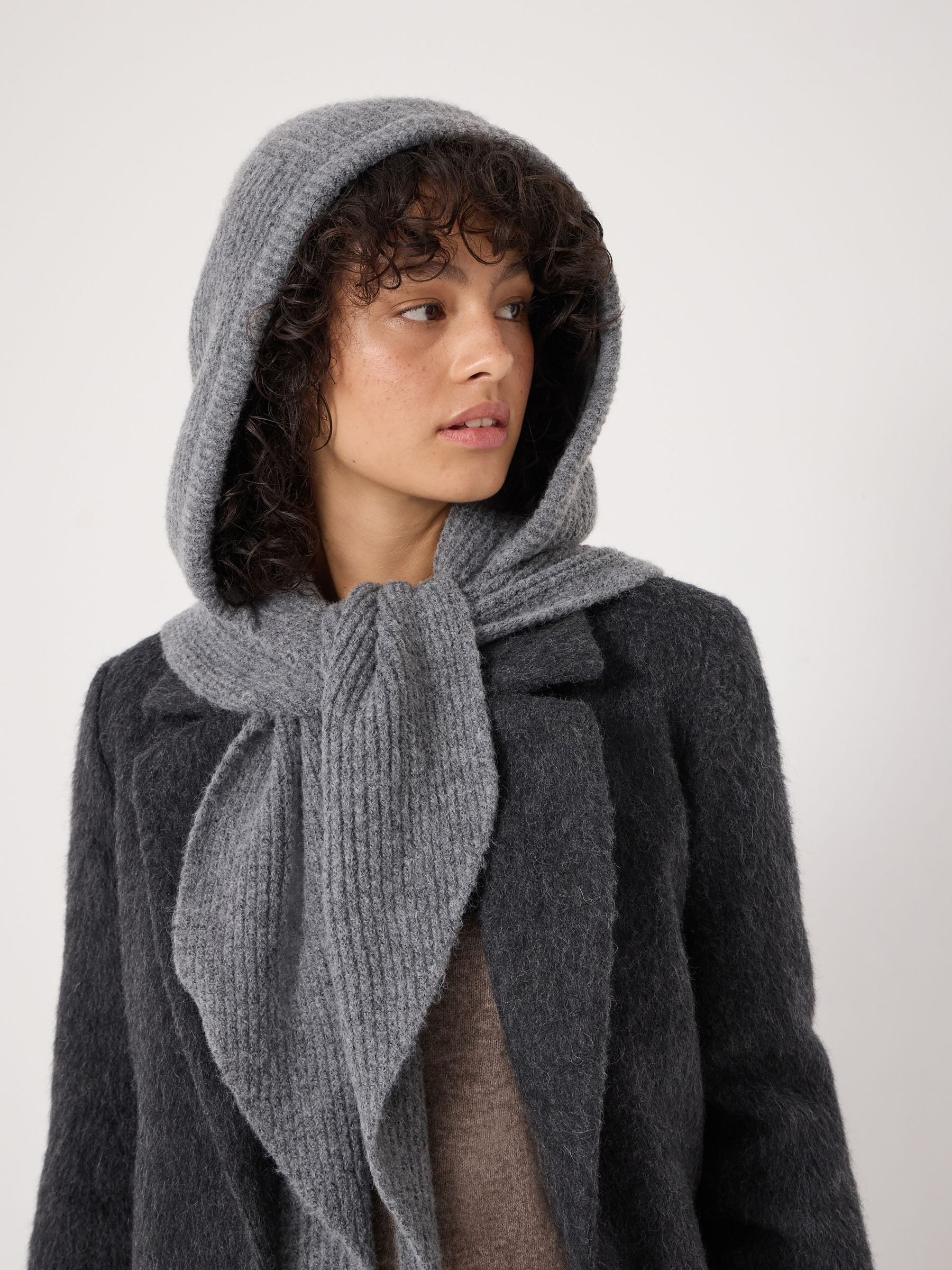 ＜THROW＞ Hoodie Scarf Buy Hush Grey Knitted Hooded Scarf from the Next UK online shop