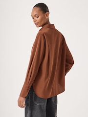 Hush Brown Long Sleeve Satin Shirt - Image 2 of 4