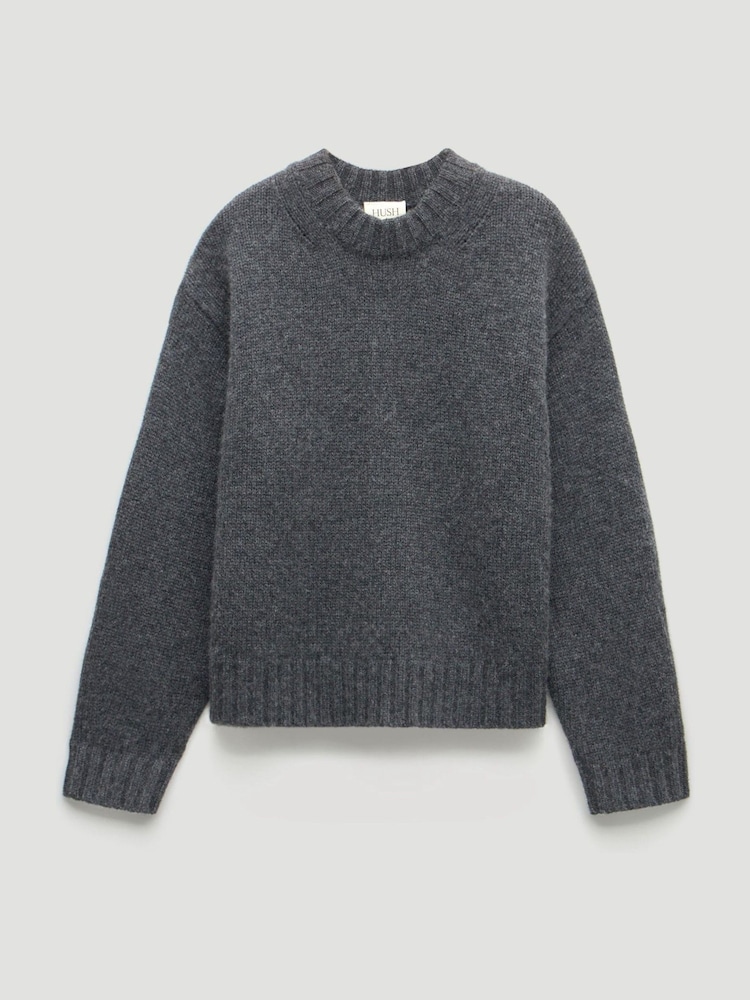 Hush Grey Cora Relaxed Chunky Cashmere Crew Jumper - Image 6 of 6