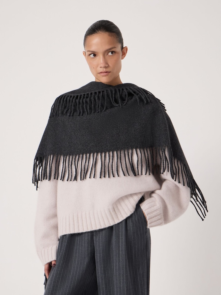 Hush Black Fringe Detail Scarf - Image 1 of 2