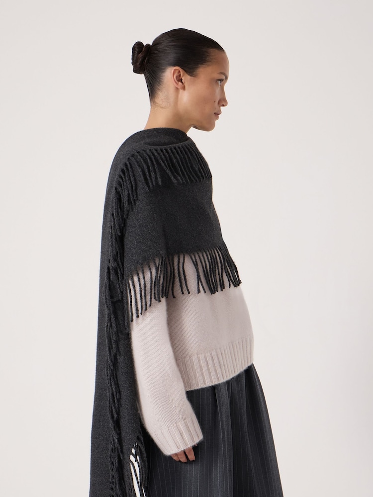 Hush Black Fringe Detail Scarf - Image 2 of 2 Hush Black Fringe Detail Scarf - Image 2 of 2