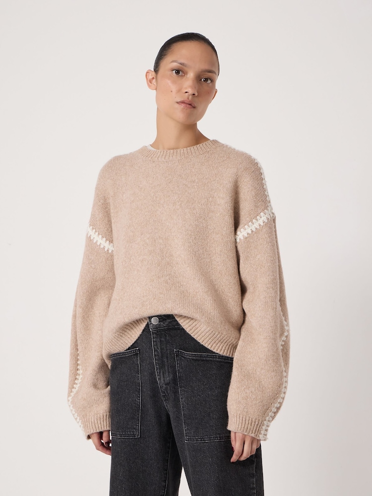 Hush Natural Whitney Whipstitch Knitted Jumper - Image 1 of 6 Hush Natural Whitney Whipstitch Knitted Jumper - Image 1 of 6