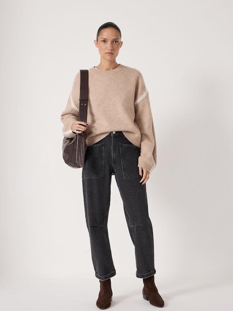 Hush Natural Whitney Whipstitch Knitted Jumper - Image 2 of 6 Hush Natural Whitney Whipstitch Knitted Jumper - Image 2 of 6