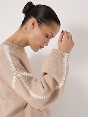 Hush Natural Whitney Whipstitch Knitted Jumper - Image 4 of 6