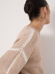 Hush Natural Whitney Whipstitch Knitted Jumper - Image 5 of 6