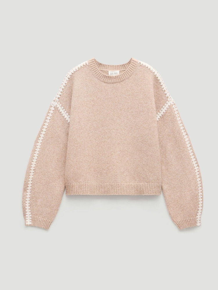 Hush Natural Whitney Whipstitch Knitted Jumper - Image 6 of 6 Hush Natural Whitney Whipstitch Knitted Jumper - Image 6 of 6