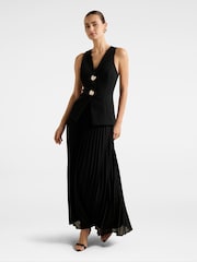 Forever New Black Larissa Pleated Vest Maxi Dress - Image 1 of 4