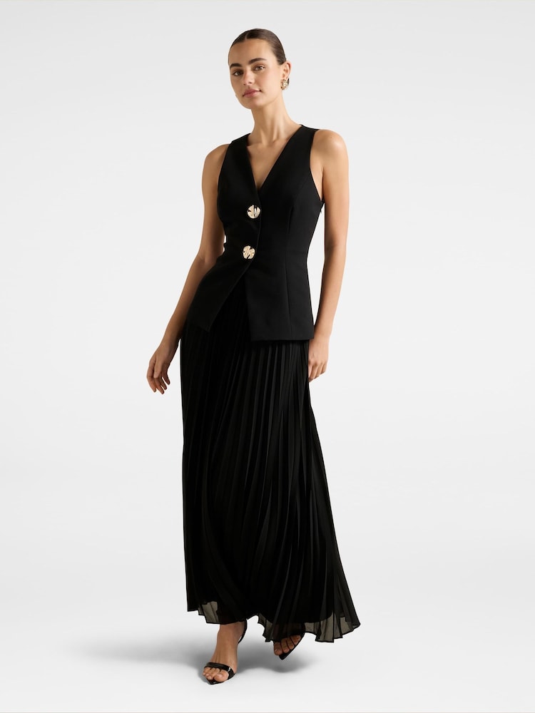 Forever New Black Larissa Pleated Vest Maxi Dress - Image 1 of 4