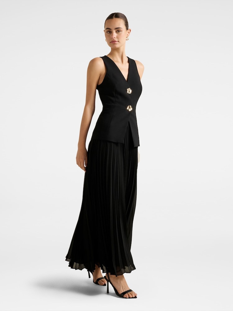 Forever New Black Larissa Pleated Vest Maxi Dress - Image 4 of 4