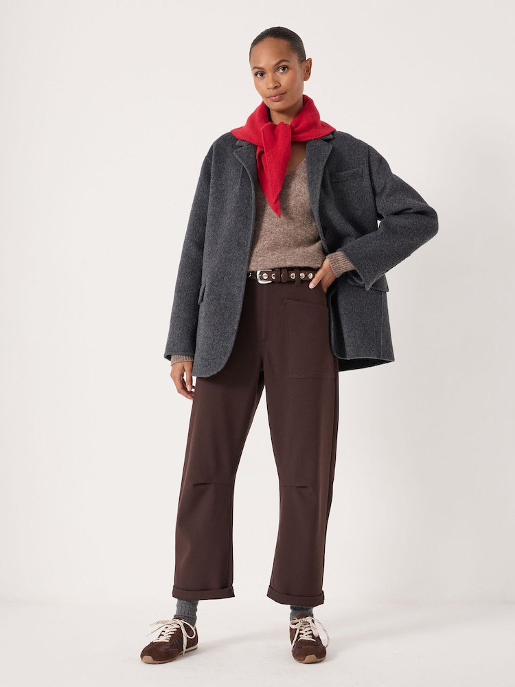 Hush Brown Cordi Barrel Leg Tailored Trousers - Image 1 of 4