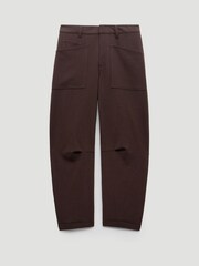Hush Brown Cordi Barrel Leg Tailored Trousers - Image 4 of 4