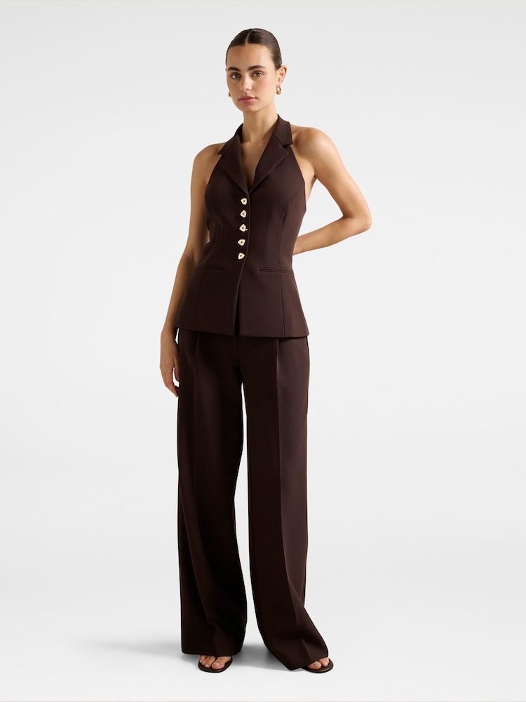 Forever New Brown Briony Halter Neck Waistcoat - Image 5 of 5 Forever New Brown Briony Halter Neck Waistcoat - Image 5 of 5
