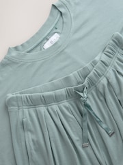 Pale Blue Ribbed Short Sleeve Pyjamas - Image 10 of 11