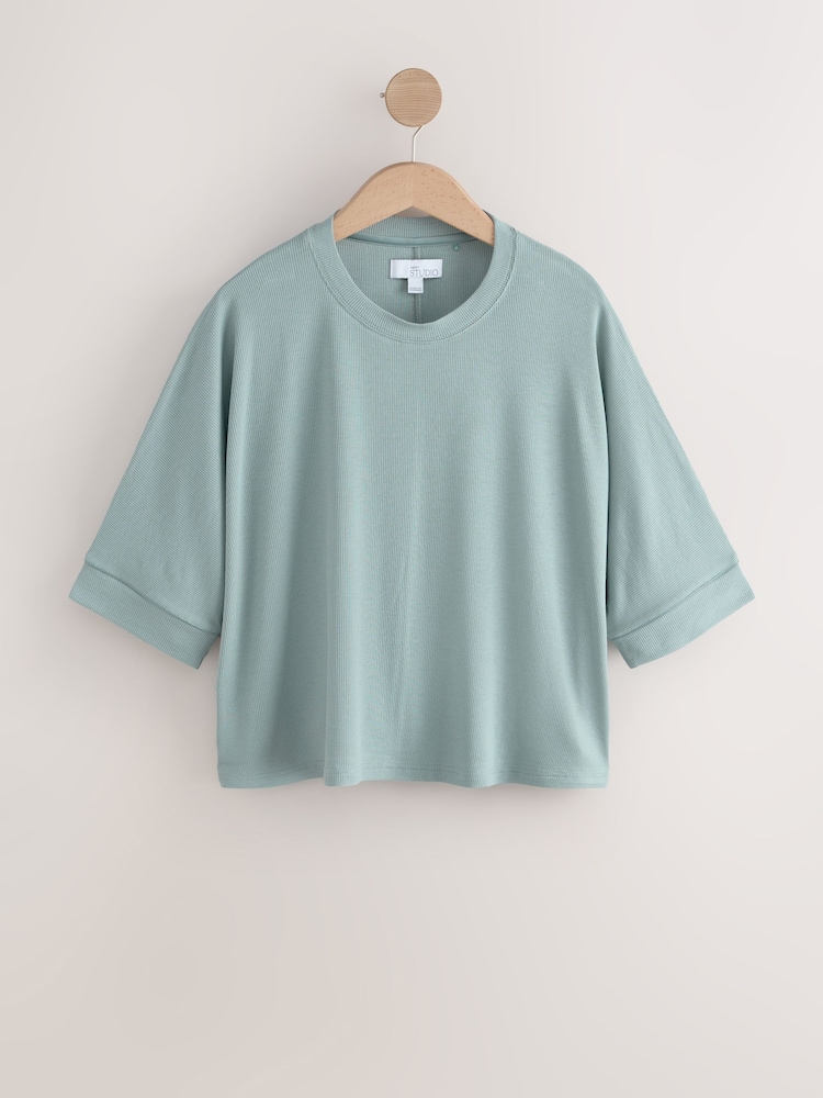 Pale Blue Ribbed Short Sleeve Pyjamas - Image 2 of 5