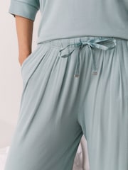 Pale Blue Ribbed Short Sleeve Pyjamas - Image 6 of 11