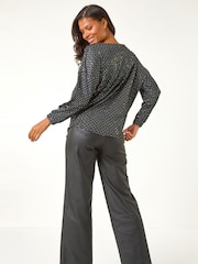 Roman Metallic Bubble Hem Stretch Blouse - Bild 5 von 5