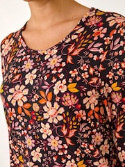 Roman Orange Floral Print Jersey Tunic Top - Image 3 of 5