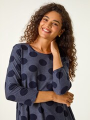 Roman Blue Textured Spot Swing Hem Tunic - Image 4 of 5
