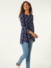 Roman Blue Textured Spot Swing Hem Tunic - Image 5 of 5