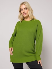 Yours Curve Green Drop Shoulder Jumper - Image 1 of 5