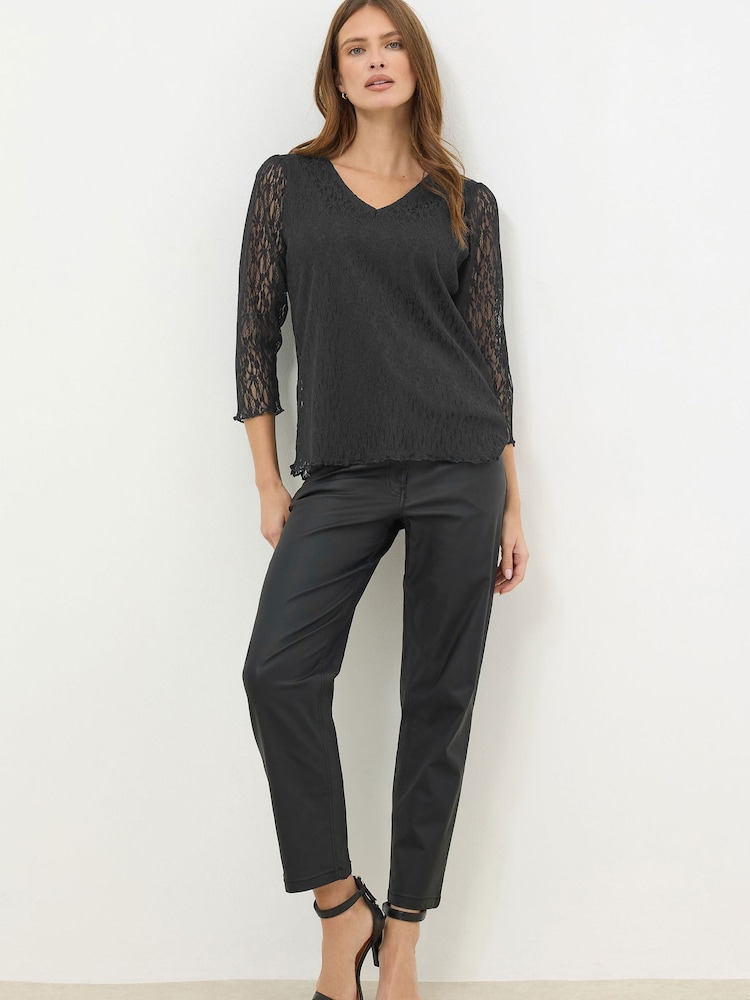 M&Co Black 3/4 Sleeve Lace Top - Image 2 of 5 M&Co Black 3/4 Sleeve Lace Top - Image 2 of 5