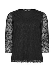 M&Co Black 3/4 Sleeve Lace Top - Image 5 of 5