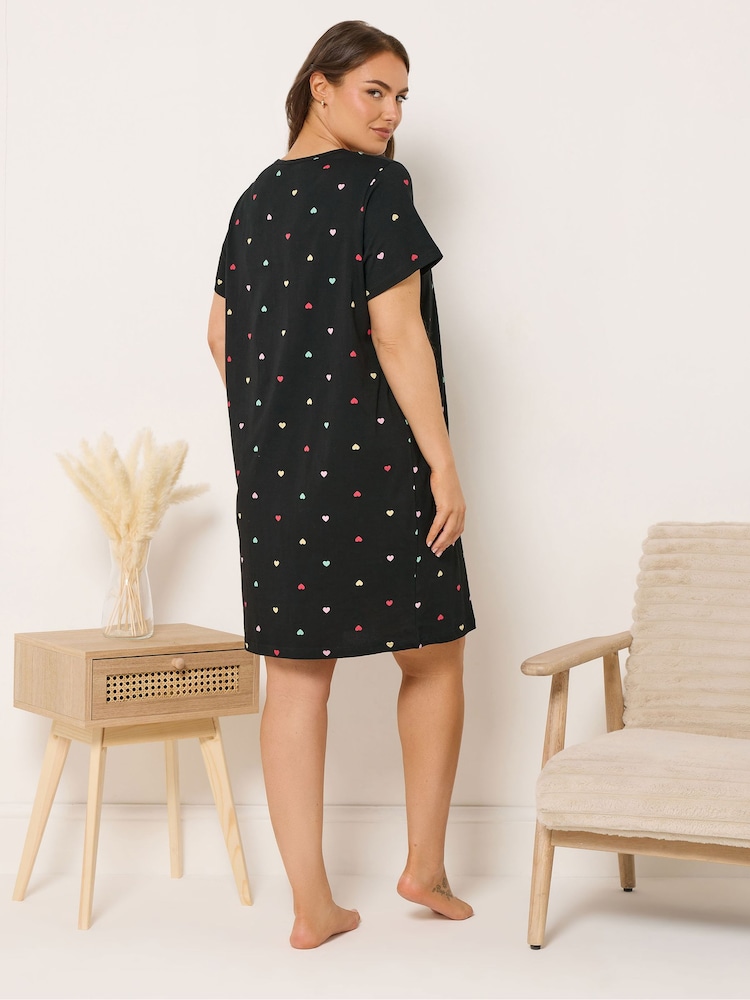 Yours Curve Black Placket Nightdress - Image 2 of 5 Yours Curve Black Placket Nightdress - Image 2 of 5