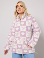 Yours Curve Pink Sherpa Borg Jacket - Image 1 of 5