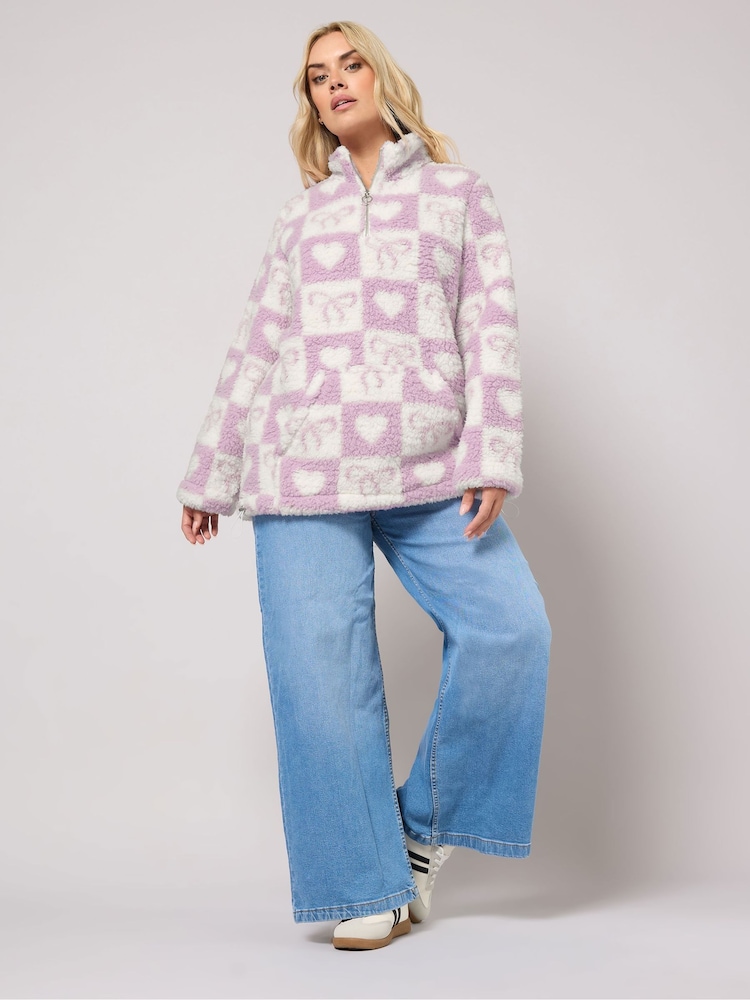 Yours Curve Pink Sherpa Borg Jacket - Image 2 of 5 Yours Curve Pink Sherpa Borg Jacket - Image 2 of 5