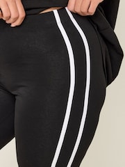 Yours Curve Black Side Stripe Shorts - Image 4 of 5