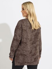 Yours Curve Brown Abstract Pocket Sweatshirt - Image 3 of 5
