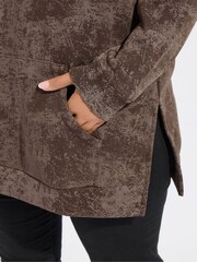 Yours Curve Brown Abstract Pocket Sweatshirt - Image 4 of 5