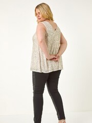 Roman Metallic Curve Sequin V-Neck Stretch Vest - Image 4 of 5