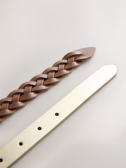 Tan Plait/Gold - Skinny Plait & Leather Belts 2 Pack - Bild 5 von 5