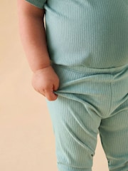 MORI Green Ribbed Stretch Comfy Baby Leggings - Image 2 of 2