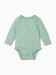 MORI Green Ribbed Stretch Long Sleeve Envelope Neckline Bodysuit - Image 3 of 4