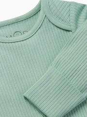 MORI Green Ribbed Stretch Long Sleeve Envelope Neckline Bodysuit - Image 4 of 4