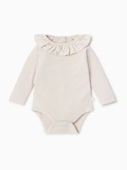 MORI Cream Supersoft Long Sleeve Frill Collar Envelope Neckline Bodysuit - Image 1 of 2