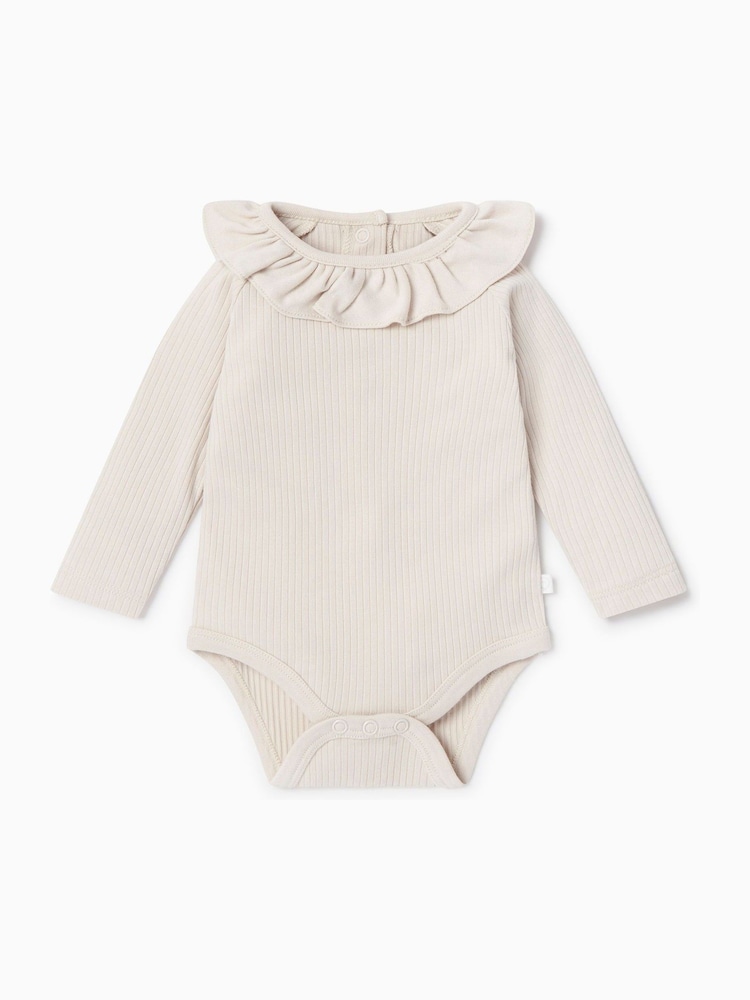 MORI Cream Supersoft Long Sleeve Frill Collar Envelope Neckline Bodysuit - Image 1 of 2 MORI Cream Supersoft Long Sleeve Frill Collar Envelope Neckline Bodysuit - Image 1 of 2