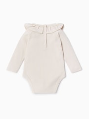 MORI Cream Supersoft Long Sleeve Frill Collar Envelope Neckline Bodysuit - Image 2 of 2