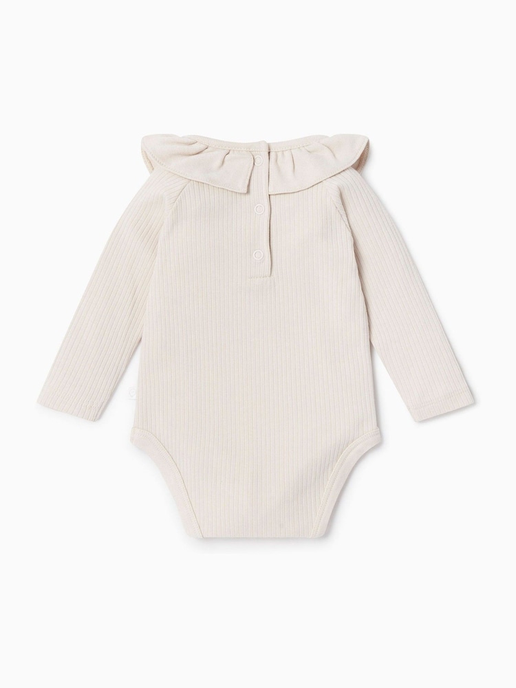 MORI Cream Supersoft Long Sleeve Frill Collar Envelope Neckline Bodysuit - Image 2 of 2 MORI Cream Supersoft Long Sleeve Frill Collar Envelope Neckline Bodysuit - Image 2 of 2