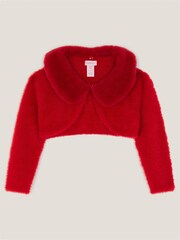 Monsoon Red Baby Detachable Collar Fuzzy Cardigan - Image 1 of 3